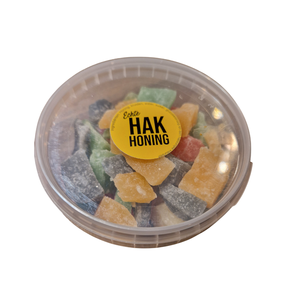 Bakje Groningse hakhoning ±300 gram – ambachtelijk snoepgoed met honing & kruiden