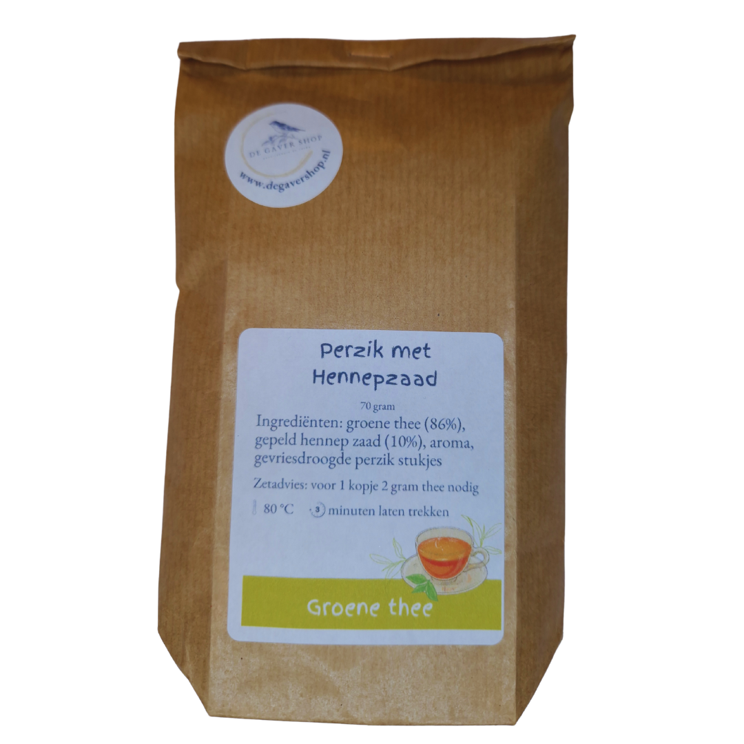Perzik met Hennepzaad, groene thee, 70 gram