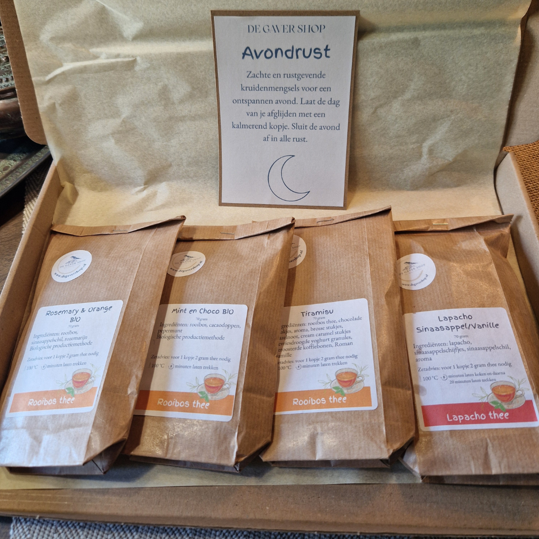 Thee Box Avondrust – zachte, cafeïnevrije avondthee